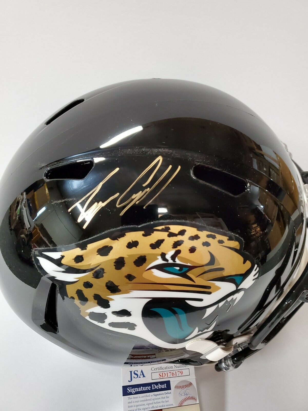 MVP Authentics Jacksonville Jaguars Tyson Campbell Signed Full Size Speed Rep Helmet Jsa Coa 270 sports jersey framing , jersey framing