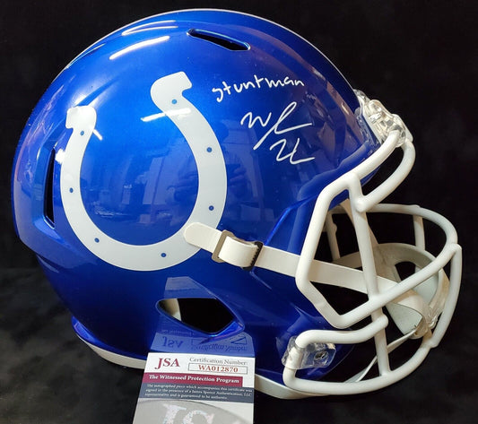 MVP Authentics Indianapolis Colts Nyheim Hines Signed Insc Flash Rep Full Size Helmet Jsa Coa 247.50 sports jersey framing , jersey framing