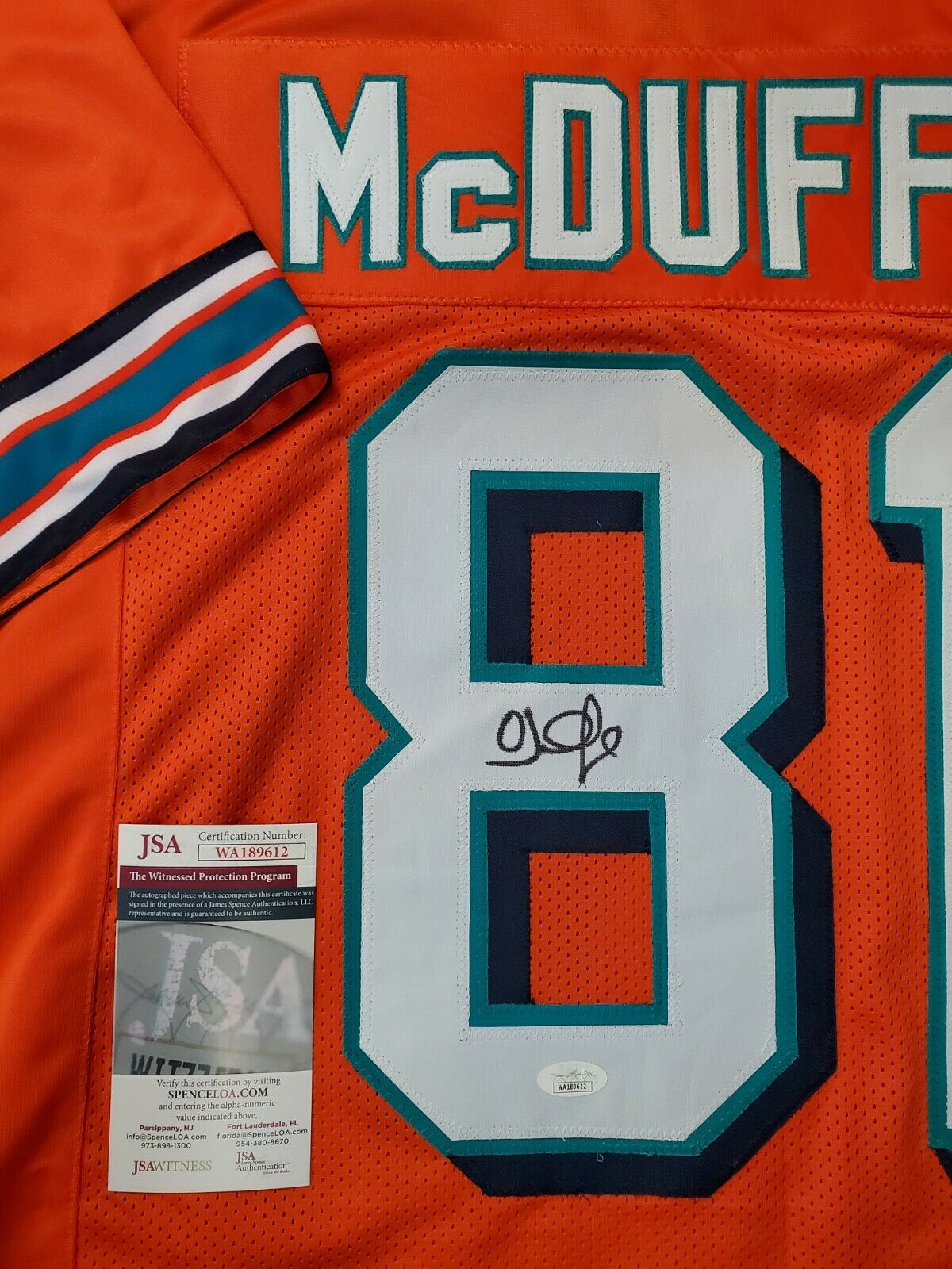 MVP Authentics Miami Dolphins Oj Mcduffie Autographed Signed Jersey Jsa  Coa 107.10 sports jersey framing , jersey framing