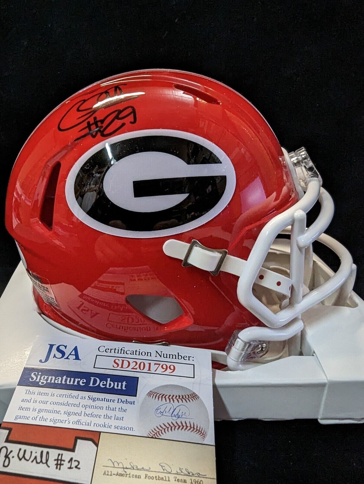 MVP Authentics Georgia Bulldogs Chris Smith Autographed Signed Mini Helmet Jsa Coa 90 sports jersey framing , jersey framing
