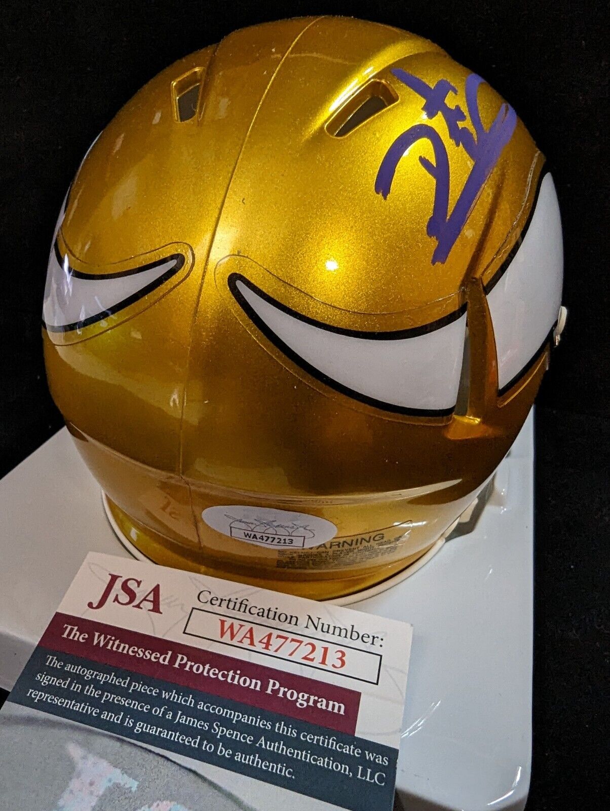 MVP Authentics Minnesota Vikings Daunte Culpepper Autographed Signed Flash Mini Helmet Jsa Coa 135 sports jersey framing , jersey framing