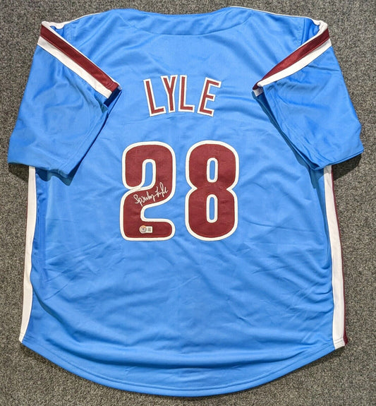 MVP Authentics Philadelphia Phillies Albert "Sparky" Lyle  Signed Custom Jersey Beckett Holo 81 sports jersey framing , jersey framing