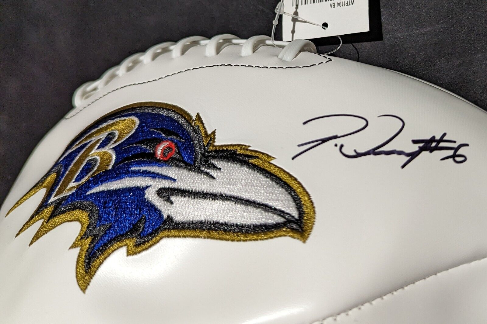 MVP Authentics Baltimore Ravens Patrick Queen Autographed Signed Logo Football Jsa Coa 153 sports jersey framing , jersey framing