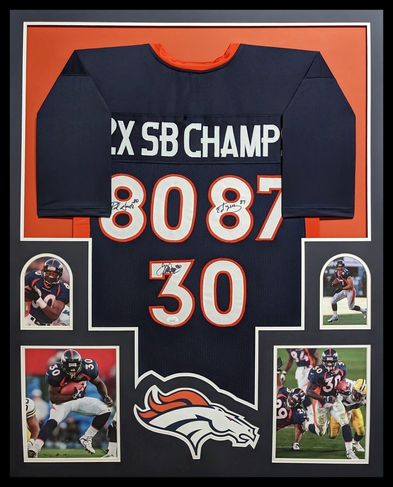 MVP Authentics Framed Denver Broncos 2X Sb Champs 3X Autographed Signed Jersey Jsa Coa 899.10 sports jersey framing , jersey framing