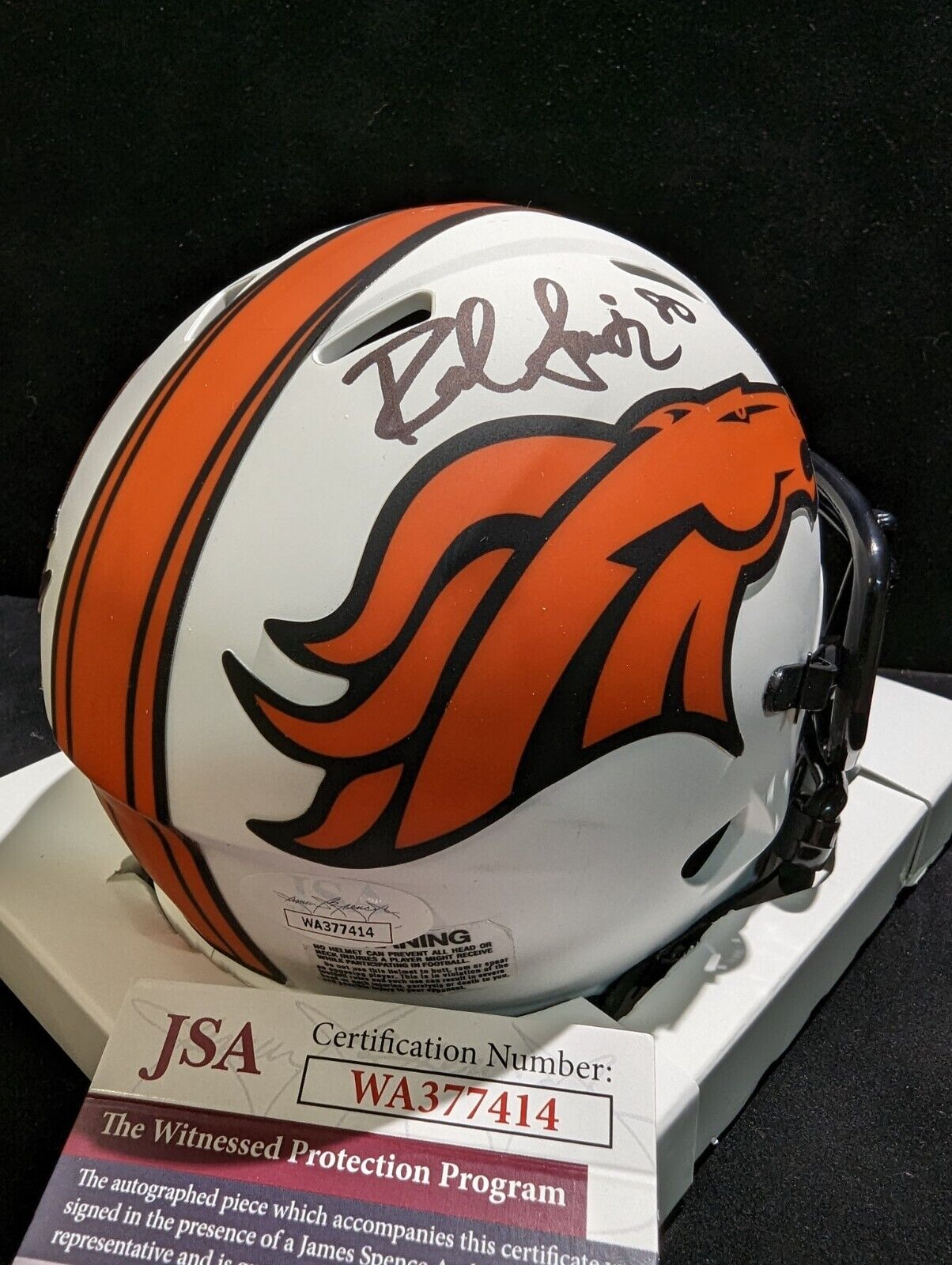 MVP Authentics Denver Broncos Rod Smith Autographed Inscribed Lunar Mini Helmet Jsa Coa 135 sports jersey framing , jersey framing