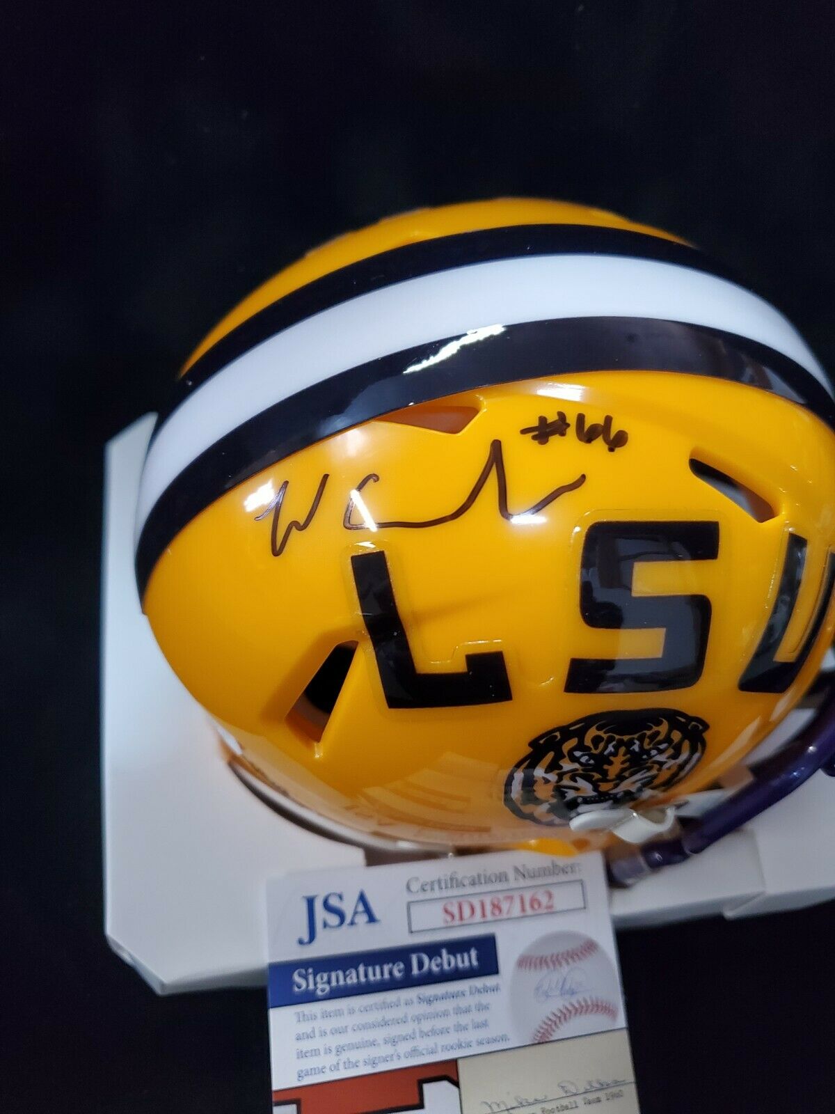 MVP Authentics Lsu Tigers Will Campbell Autographed Speed Mini Helmet Jsa Coa 72 sports jersey framing , jersey framing