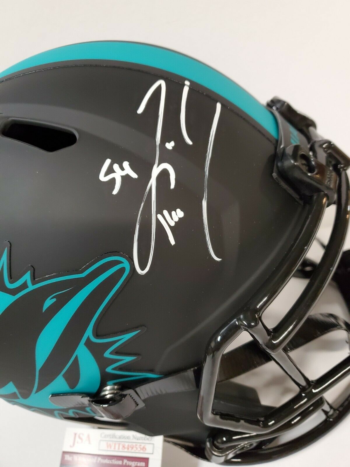 MVP Authentics Zach Thomas & Jason Taylor Signed Dolphins Full Size Eclipse Rep Helmet Jsa Coa 629.10 sports jersey framing , jersey framing