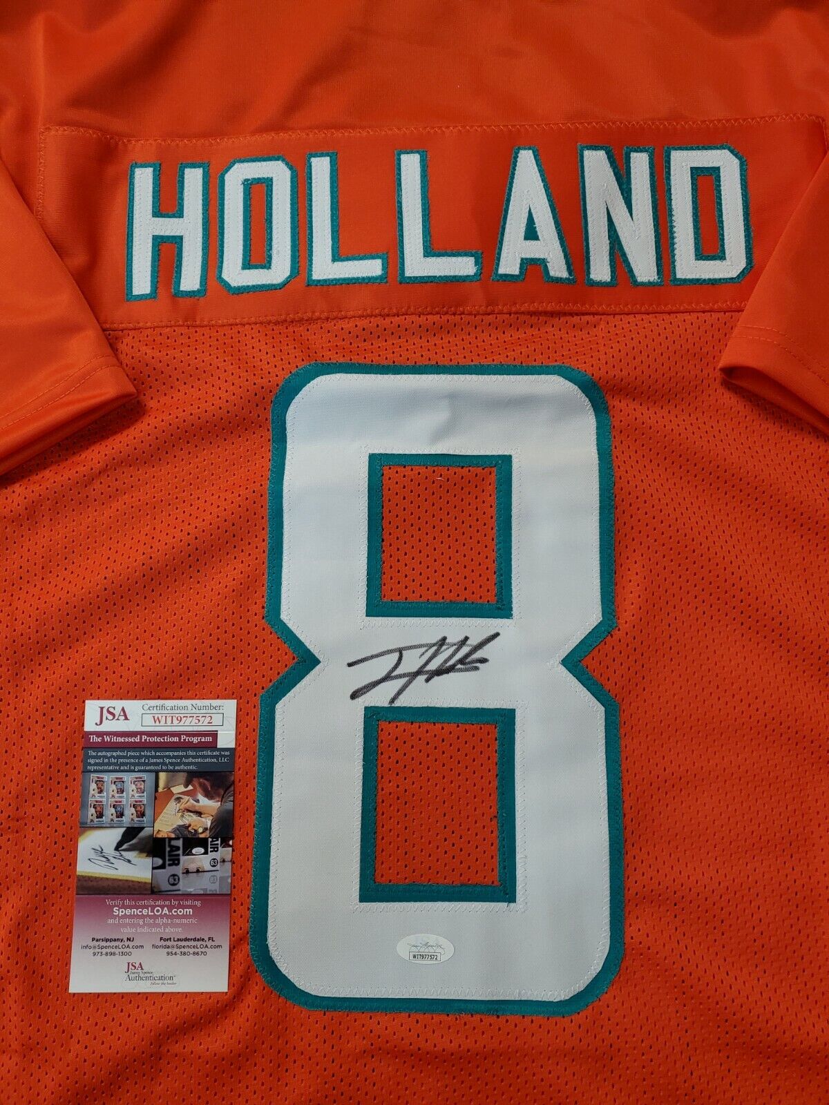 MVP Authentics Miami Dolphins Jevon Holland Autographed Signed Jersey Jsa Coa 117 sports jersey framing , jersey framing