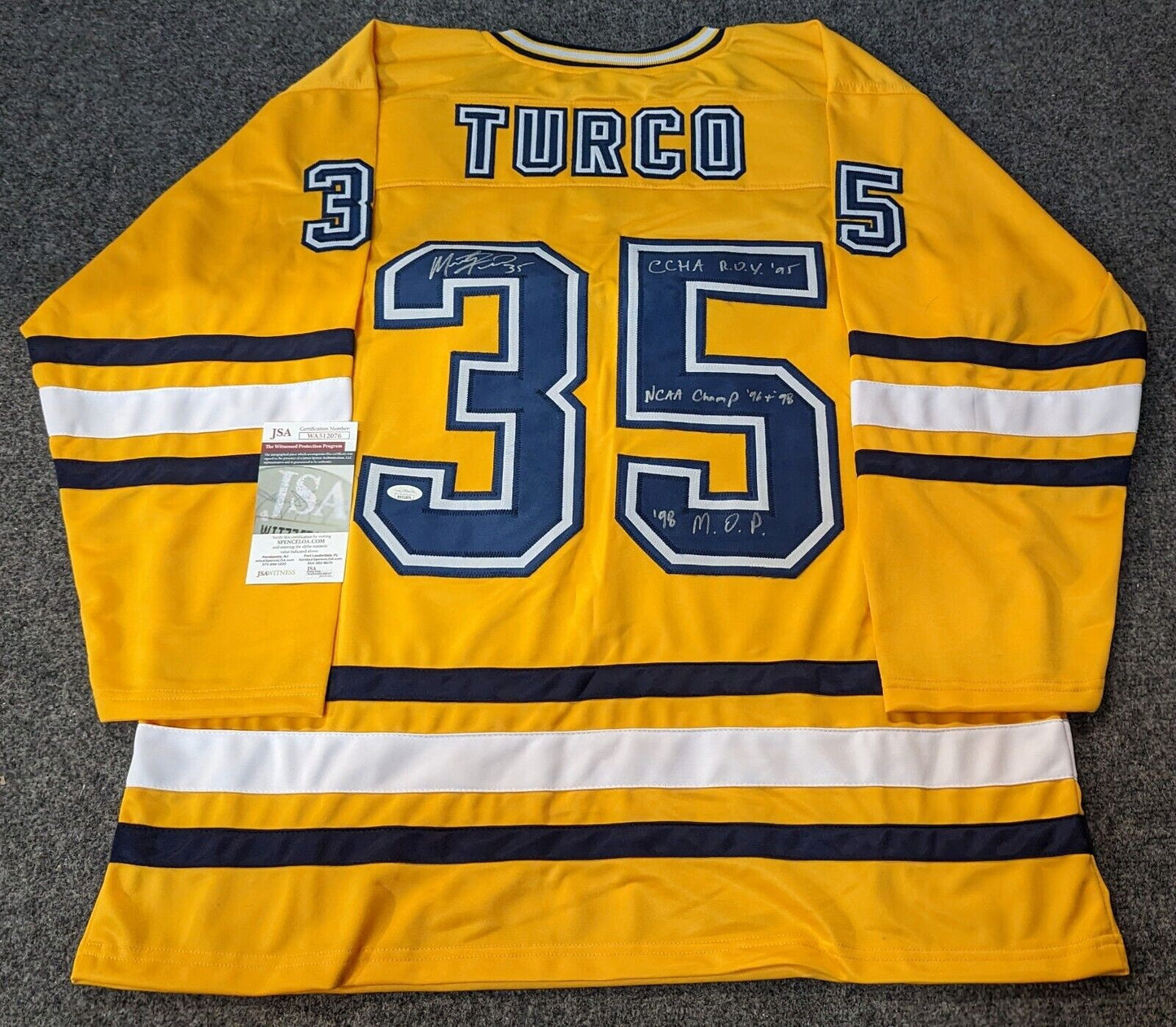 Unbranded Michigan Wolverines Marty Turco Autographed Signed 3X Inscribed Jersey Jsa Coa 157.50 sports jersey framing , jersey framing