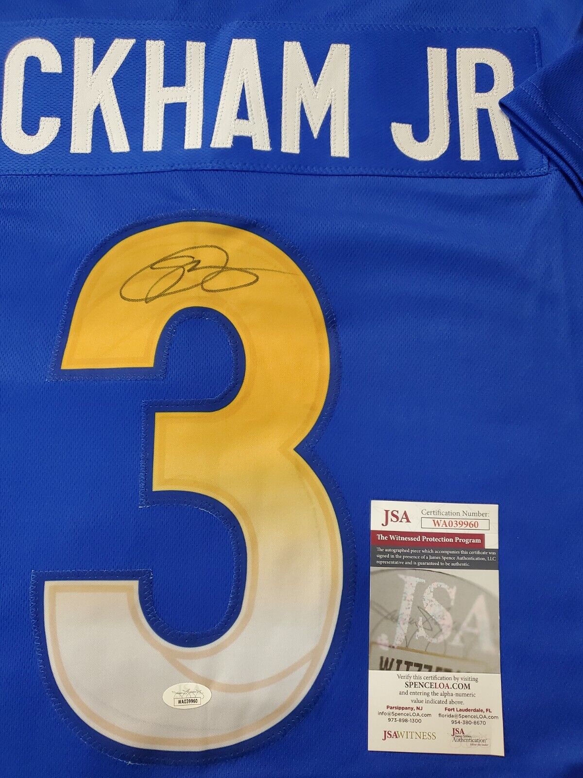 MVP Authentics Los Angeles Rams Odell Beckham Jr Autographed Signed Jersey Jsa Coa 215.10 sports jersey framing , jersey framing