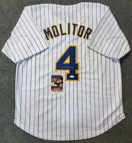 MVP Authentics Milwaukee Brewers Paul Molitor Autographed Signed Jersey Jsa Coa 157.50 sports jersey framing , jersey framing
