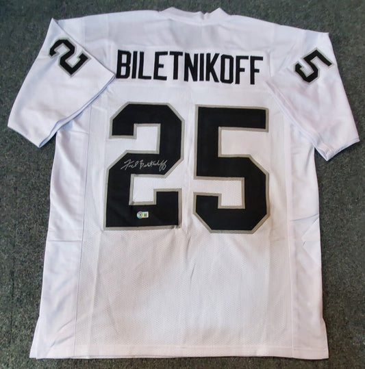 MVP Authentics Oakland Raiders Fred Biletnikoff Autographed Signed Jersey Beckett Holo 112.50 sports jersey framing , jersey framing