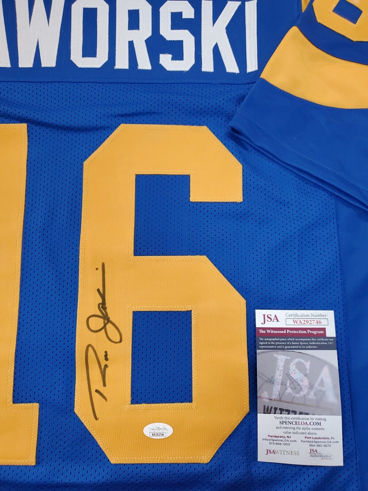MVP Authentics Los Angeles Rams Ron Jaworski Autographed Signed Jersey Jsa Coa 117 sports jersey framing , jersey framing