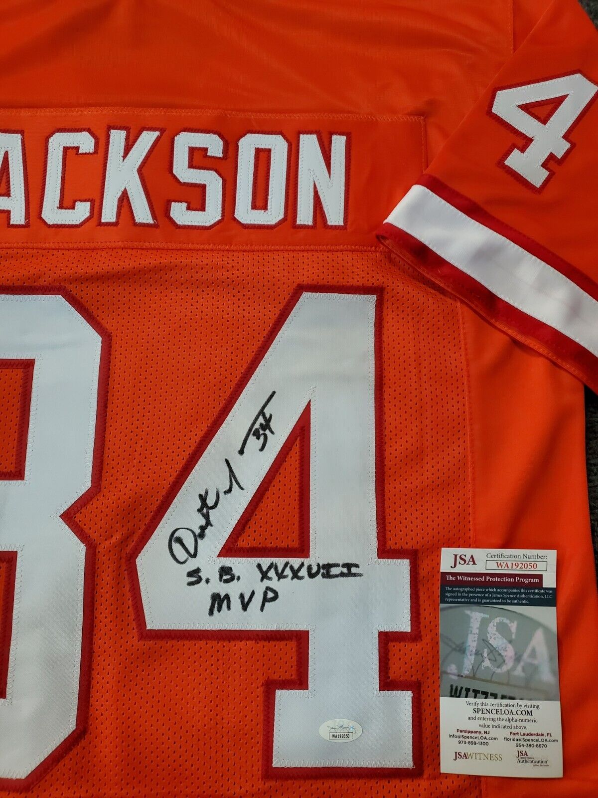 MVP Authentics Tampa Bay Buccaneers Dexter Jackson Autographed Inscribed Jersey Jsa  Coa 116.10 sports jersey framing , jersey framing