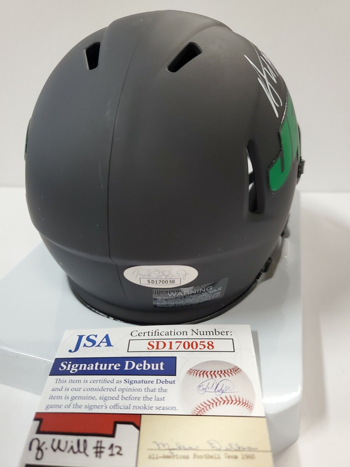 MVP Authentics N.Y. Jets Alijah Vera-Tucker Autographed Signed Eclipse Mini Helmet Jsa Coa 125.10 sports jersey framing , jersey framing