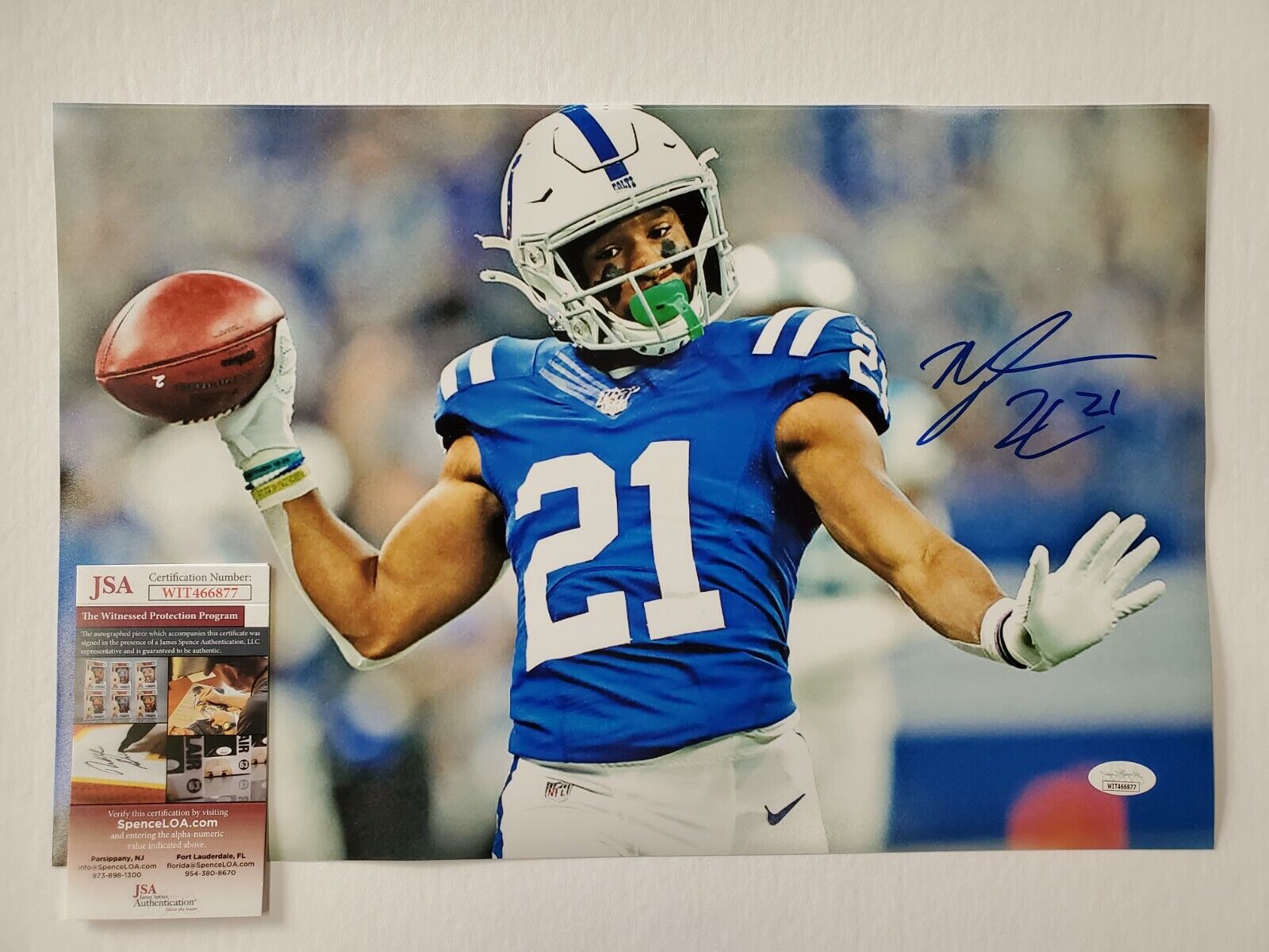 MVP Authentics Indianapolis Colts Nyheim Hines Autographed Signed 11X17 Photo Jsa Coa 71.10 sports jersey framing , jersey framing