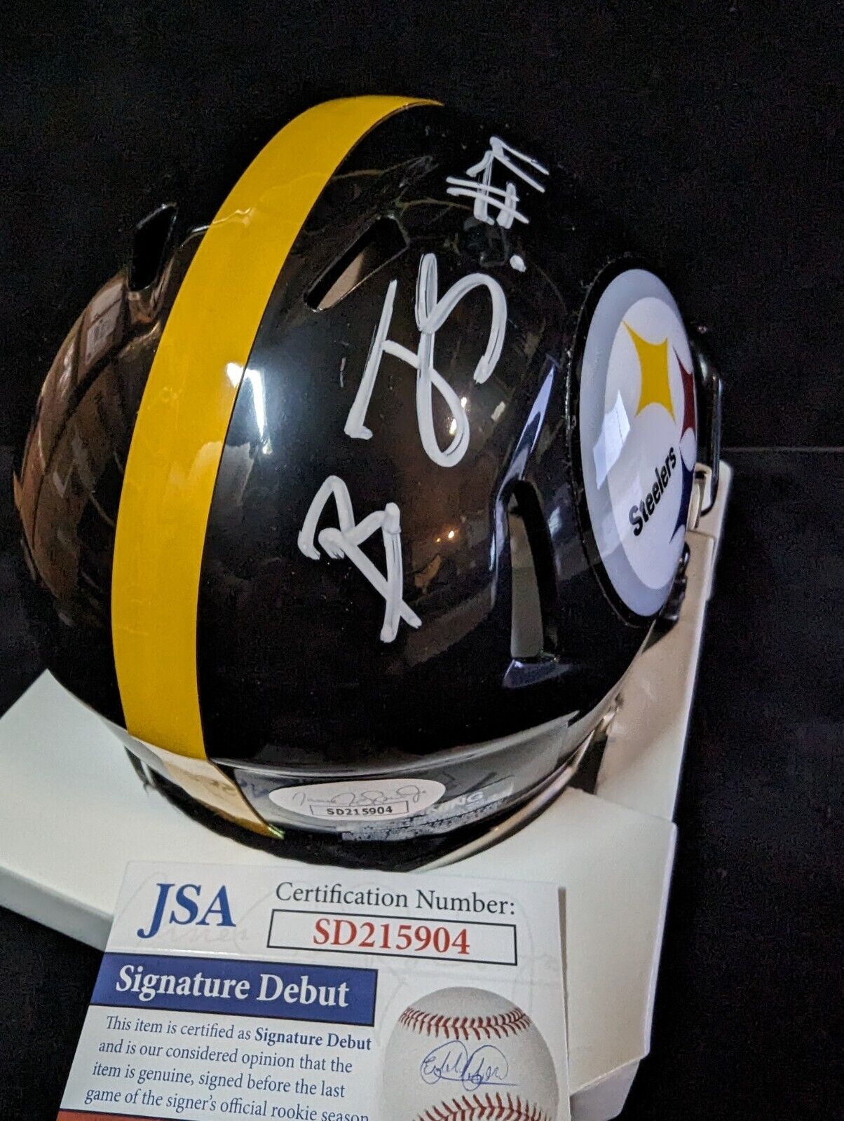 MVP Authentics Pittsburgh Steelers Broderick Jones Autographed Speed Mini Helmet Jsa Coa 90 sports jersey framing , jersey framing