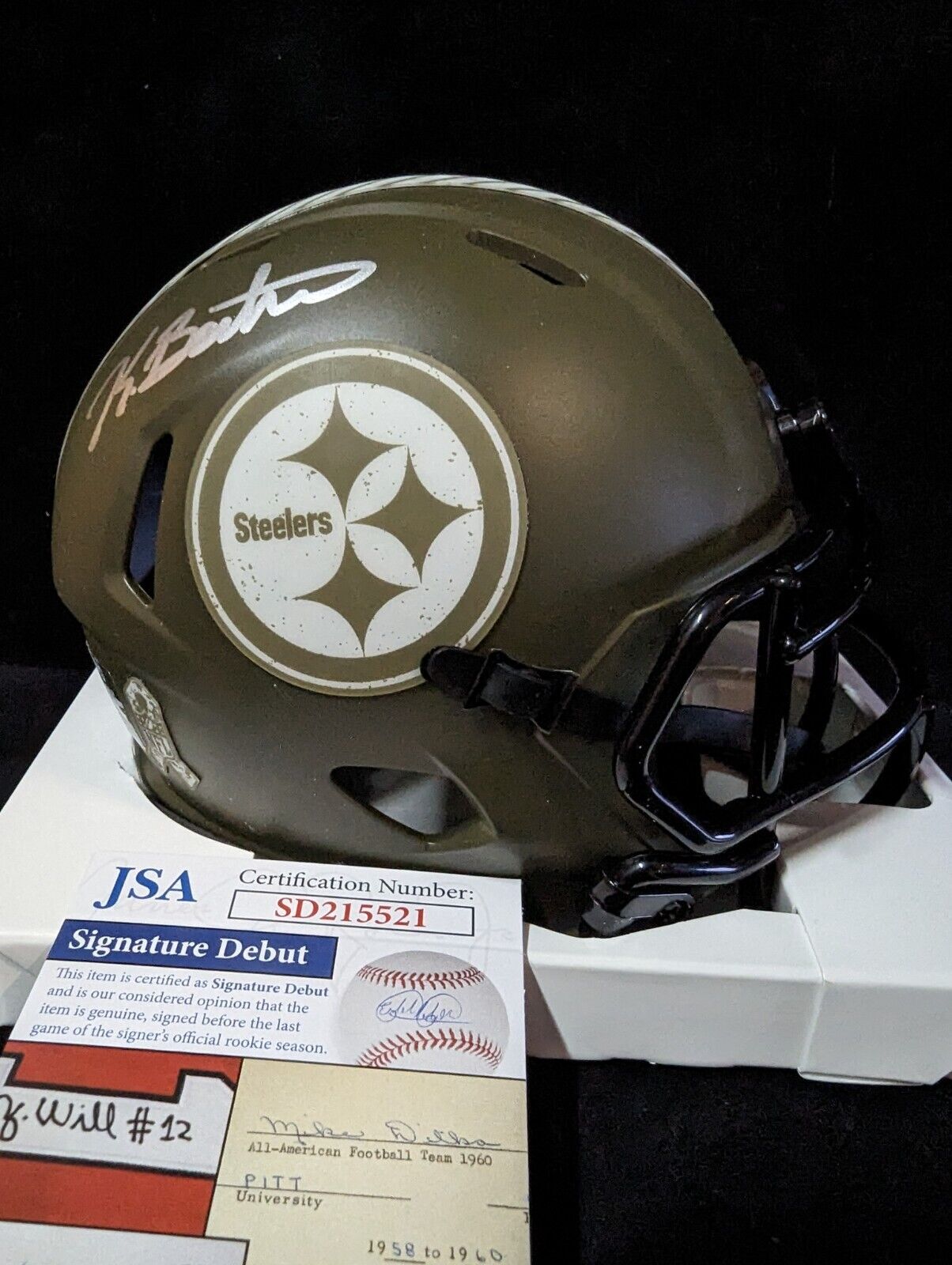 MVP Authentics Pittsburgh Steelers Keeanu Benton Autographed Salute Mini Helmet Jsa Coa 90 sports jersey framing , jersey framing