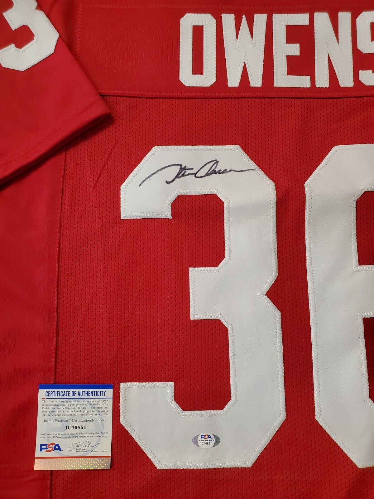 MVP Authentics Oklahoma Sooners Steve Owens Autographed Signed Jersey Psa Coa 112.50 sports jersey framing , jersey framing
