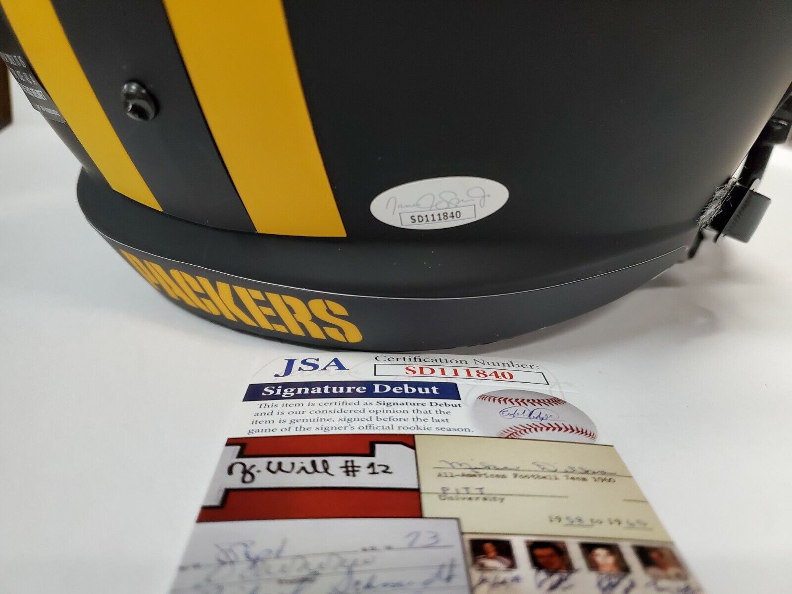 MVP Authentics Green Bay Packers Eric Stokes Signed 2X Insc F/S Eclipse Replica Helmet Jsa Coa 269.10 sports jersey framing , jersey framing
