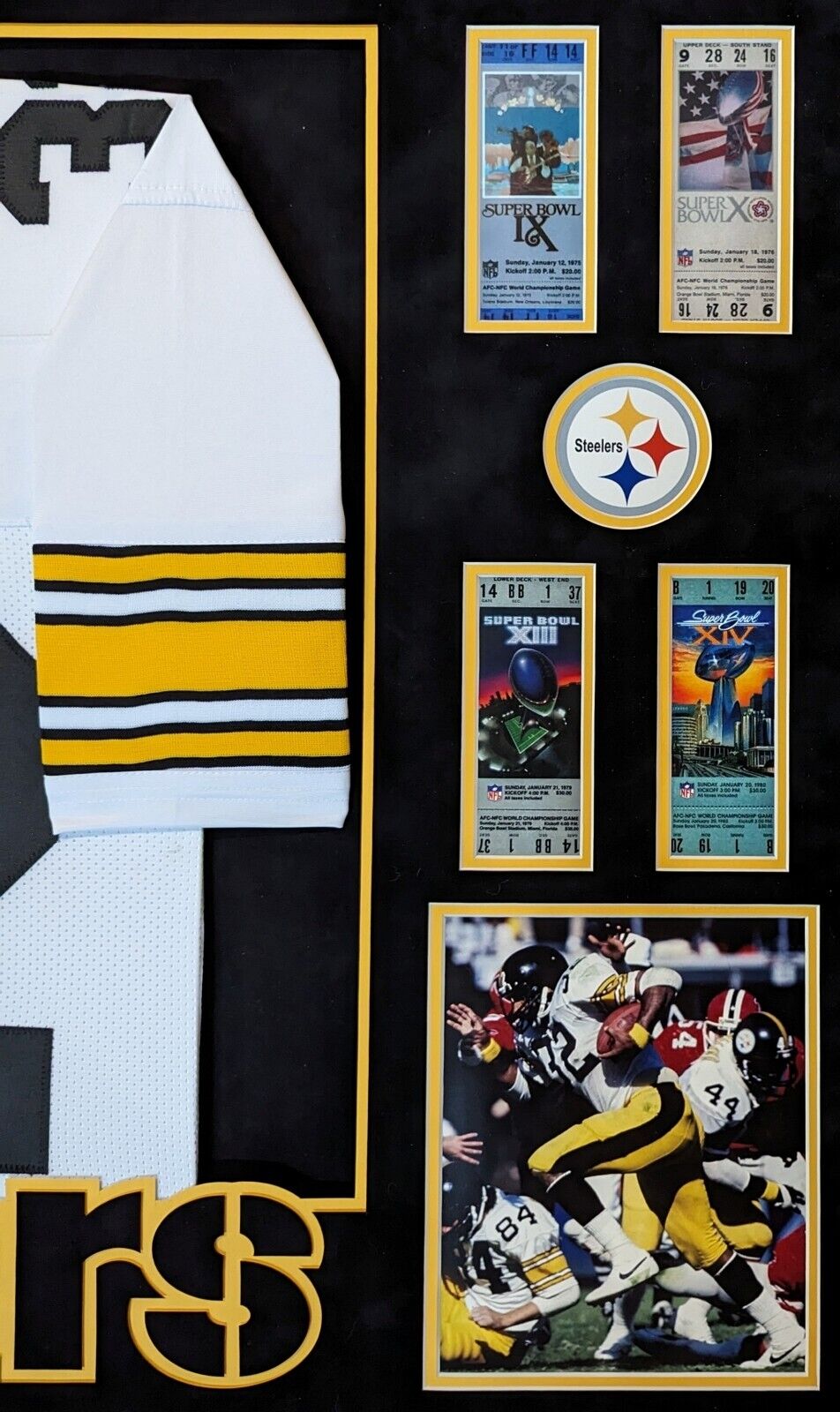MVP Authentics Framed In Suede Pittsburgh Steelers Franco Harris Autographed Jersey Jsa Coa 1349.10 sports jersey framing , jersey framing
