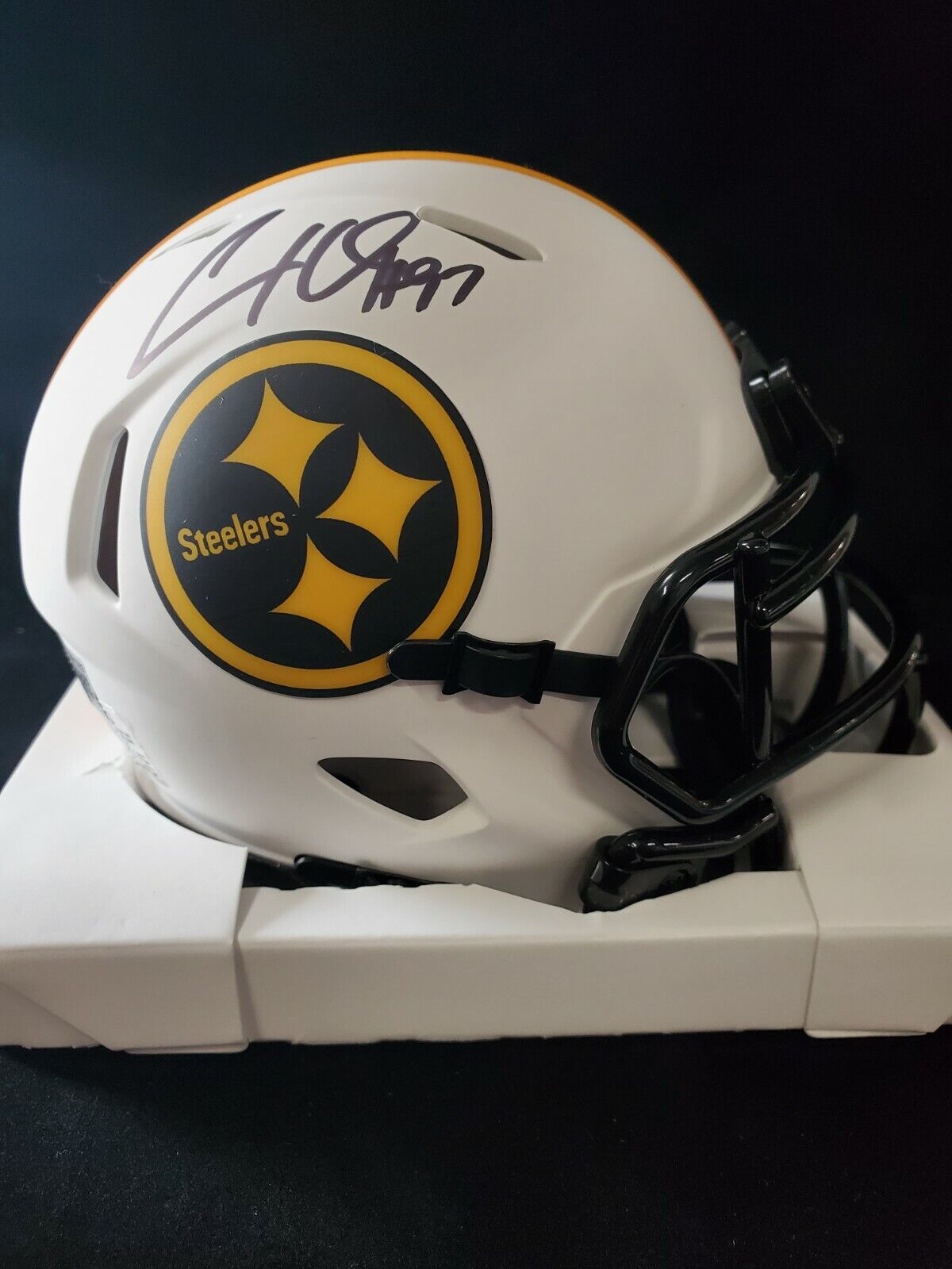 MVP Authentics Cameron Heyward Autographed Pittsburgh Steelers Lunar Mini Helmet Bas Holo 134.10 sports jersey framing , jersey framing