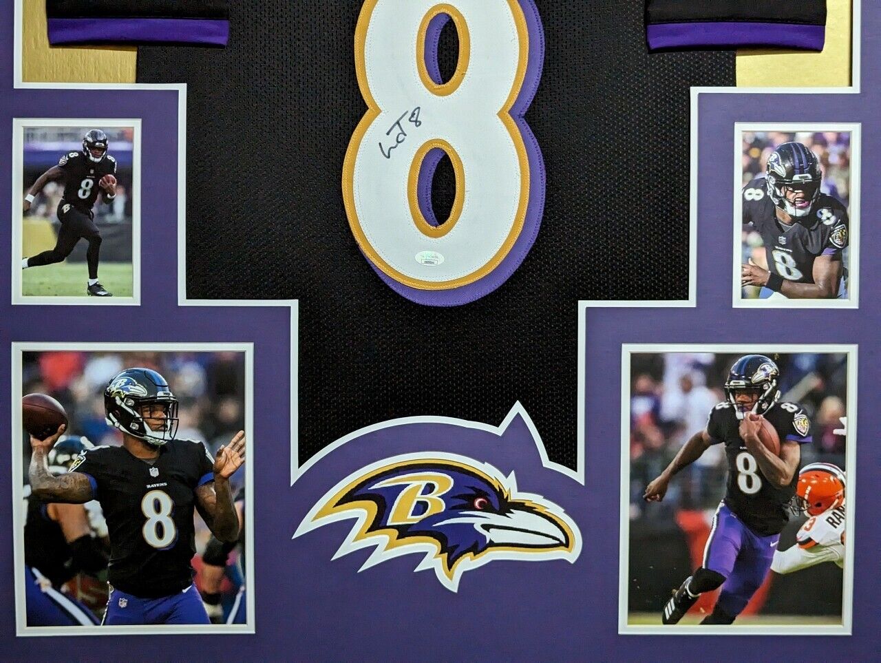 MVP Authentics Framed Baltimore Ravens Lamar Jackson Autographed Signed Jersey Jsa Coa 675 sports jersey framing , jersey framing