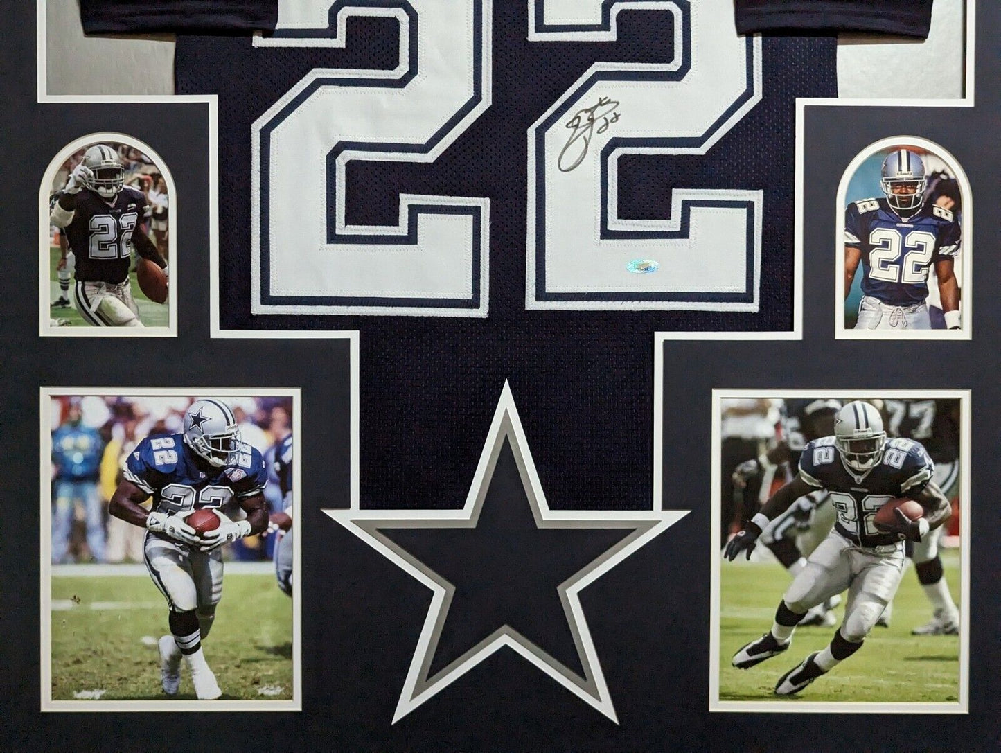 MVP Authentics Framed Dallas Cowboys Emmitt Smith Autographed Signed Jersey Tristar Holo 607.50 sports jersey framing , jersey framing