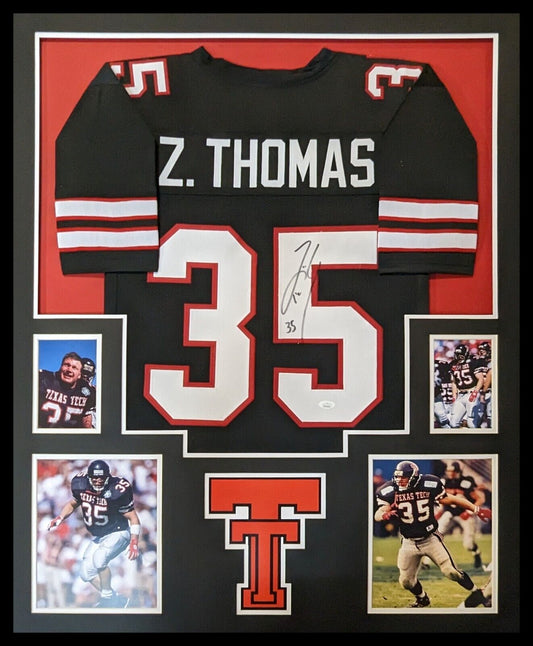 MVP Authentics Framed Texas Tech Red Raiders Zach Thomas Autographed Signed Jersey Jsa Coa 720 sports jersey framing , jersey framing