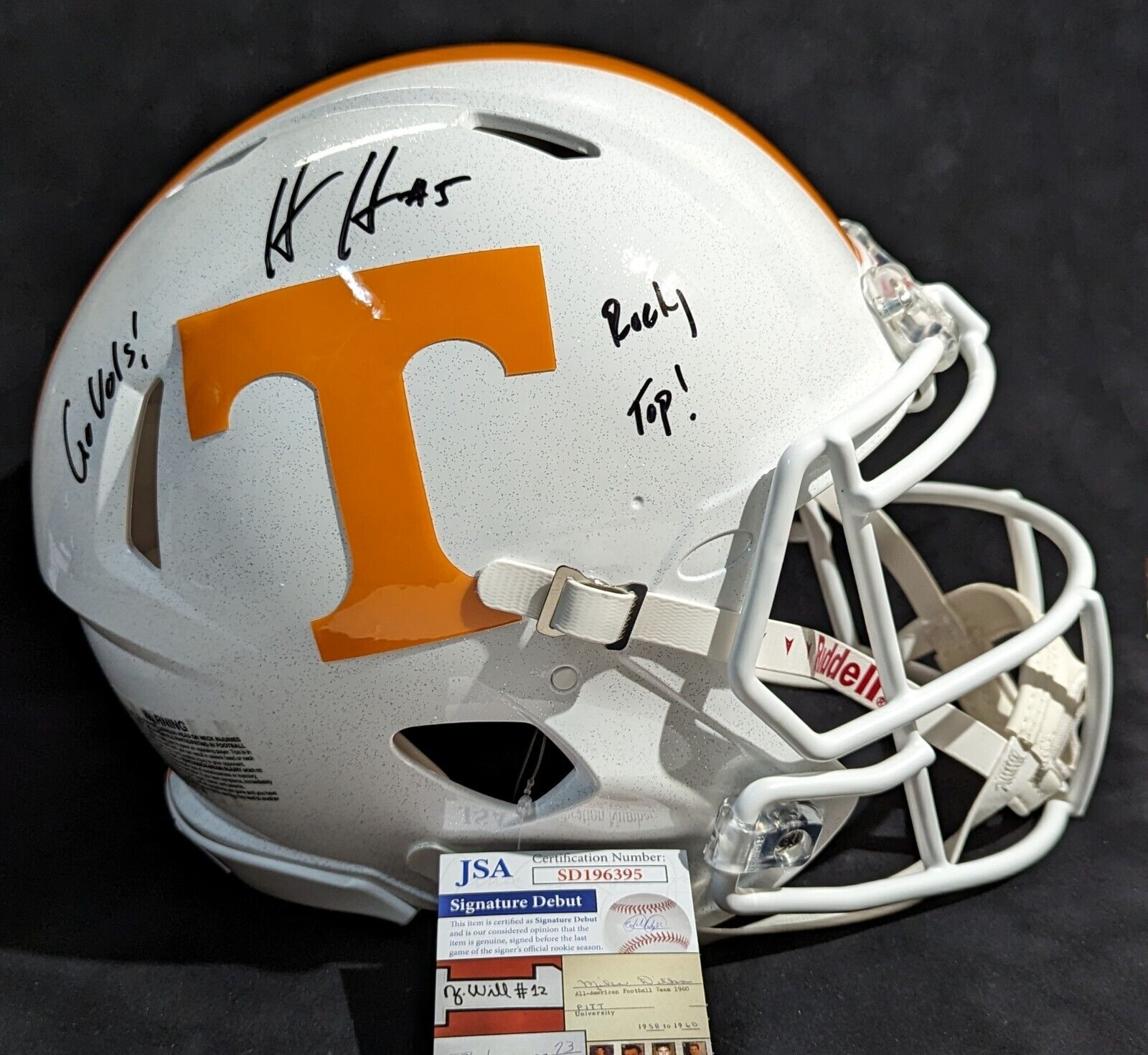 MVP Authentics Tennessee Volunteers Hendon Hooker 2X Inscribed Full Size Authentic Helmet Jsa 517.50 sports jersey framing , jersey framing