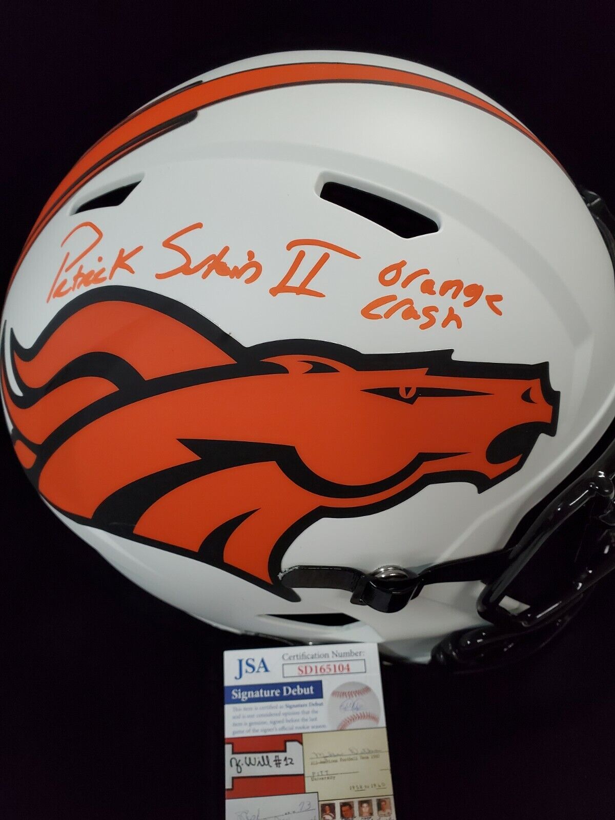 MVP Authentics Denver Broncos Pat Surtain Ii Signed Inscribed Full Sz Lunar Rep Helmet Jsa Coa 315 sports jersey framing , jersey framing