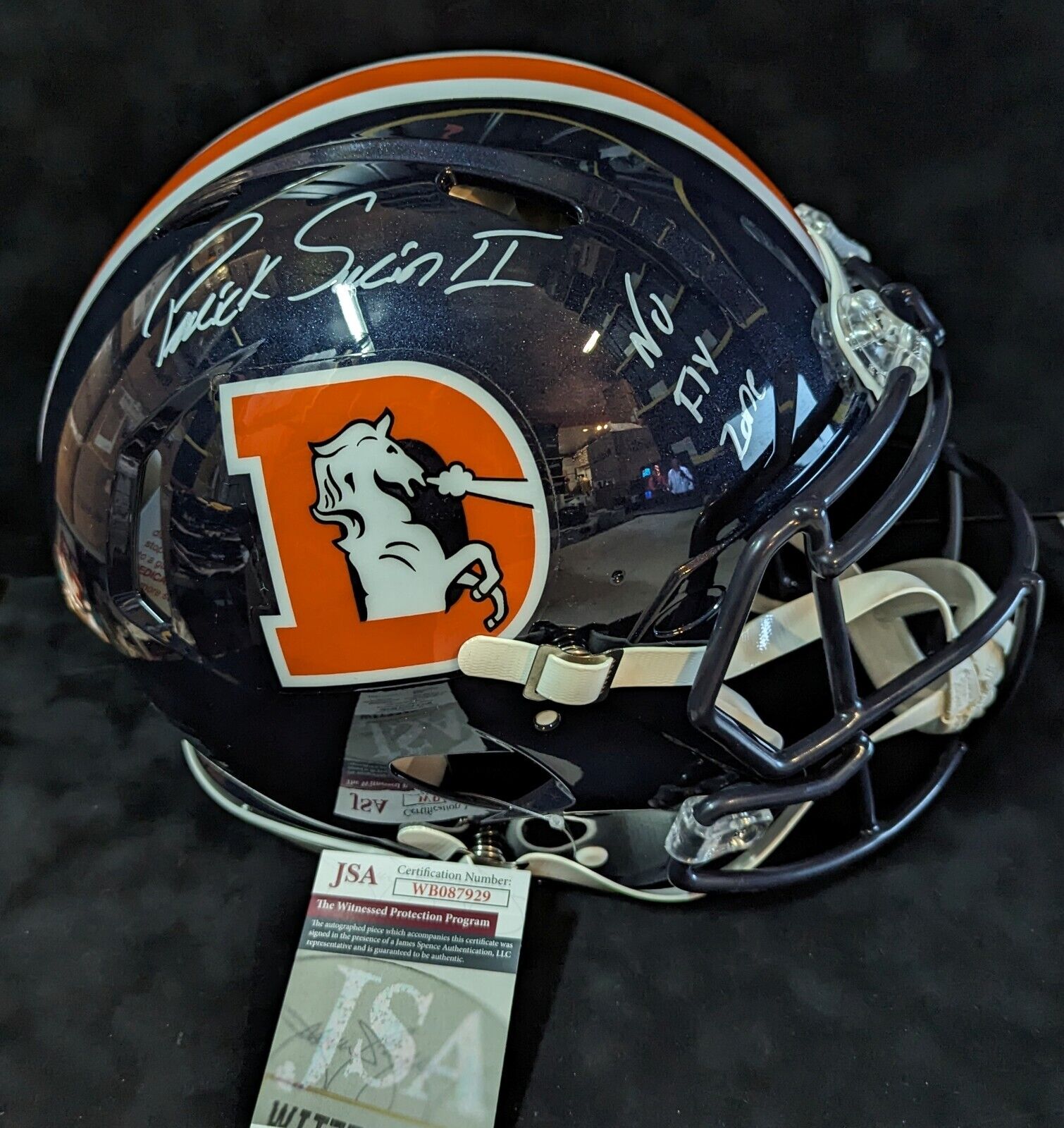 MVP Authentics Denver Broncos Pat Surtain Ii Signed Inscribed Full Sz T/B Authentic Helmet Jsa 540 sports jersey framing , jersey framing