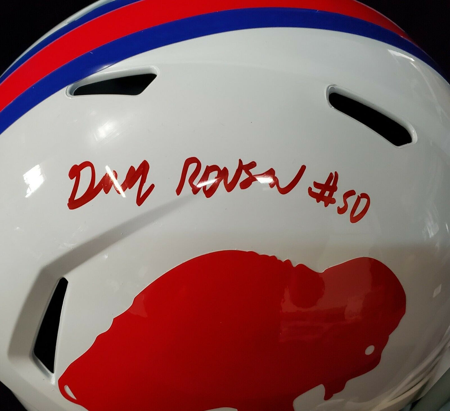 MVP Authentics Buffalo Bills Gregory Rousseau Signed Full Size Throwback Replica Helmet Jsa Coa 315 sports jersey framing , jersey framing