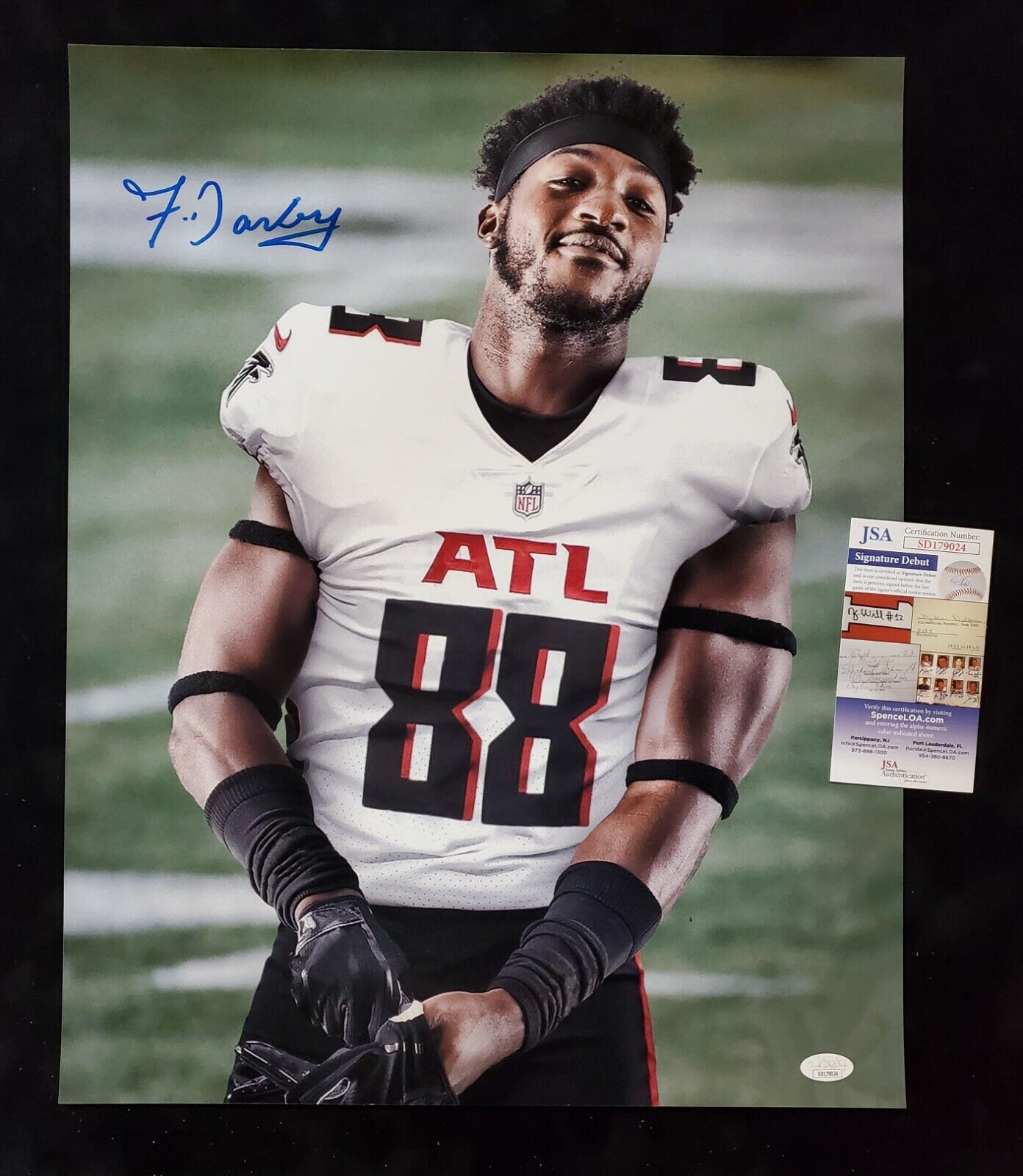 MVP Authentics Atlanta Falcons Frank Darby Autographed Signed 16X20 Photo Jsa Coa 90 sports jersey framing , jersey framing