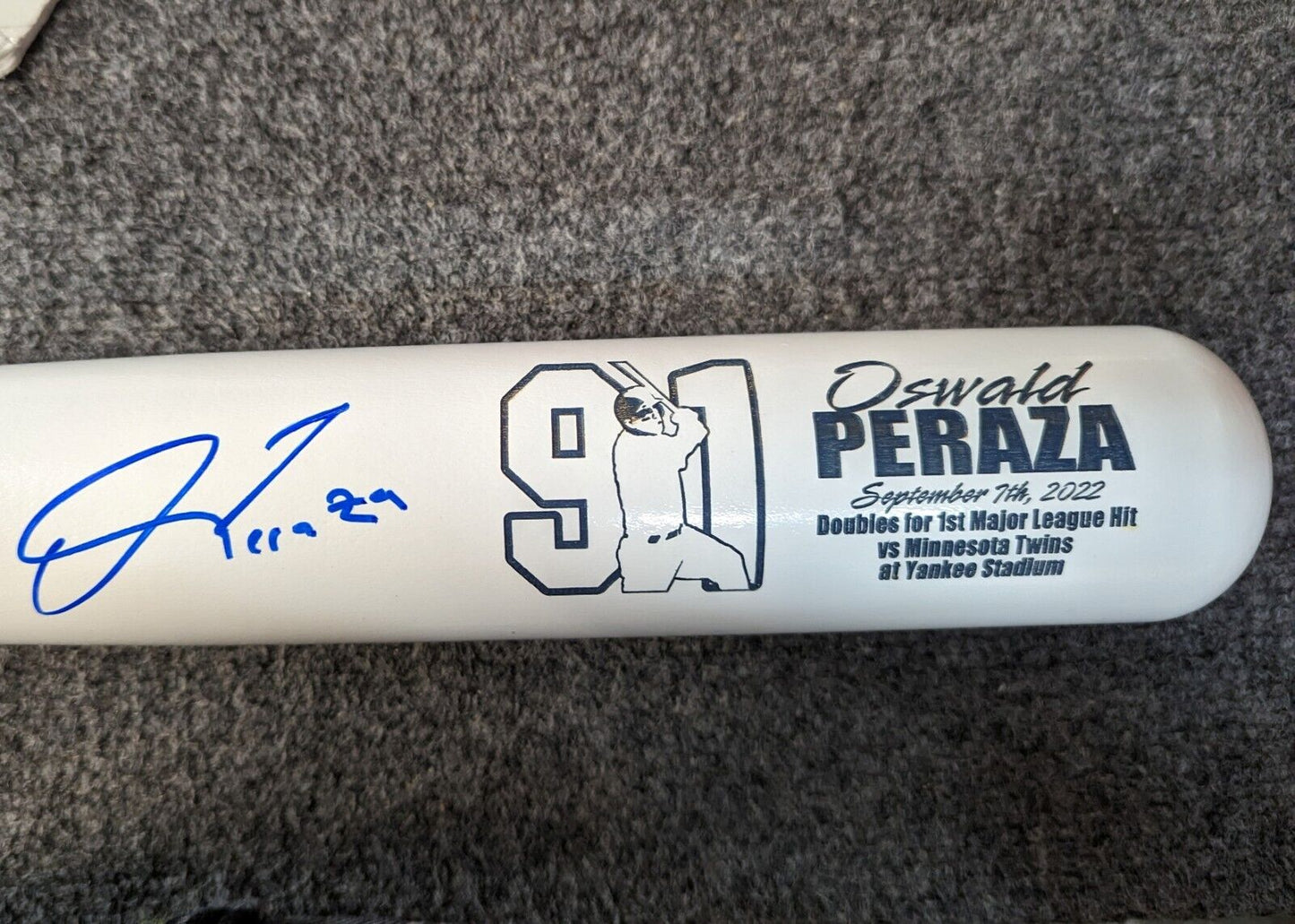 MVP Authentics New York Yankees Oswald Peraza Autographed Signed Custom Cooperstown Bat Jsa Coa 207 sports jersey framing , jersey framing
