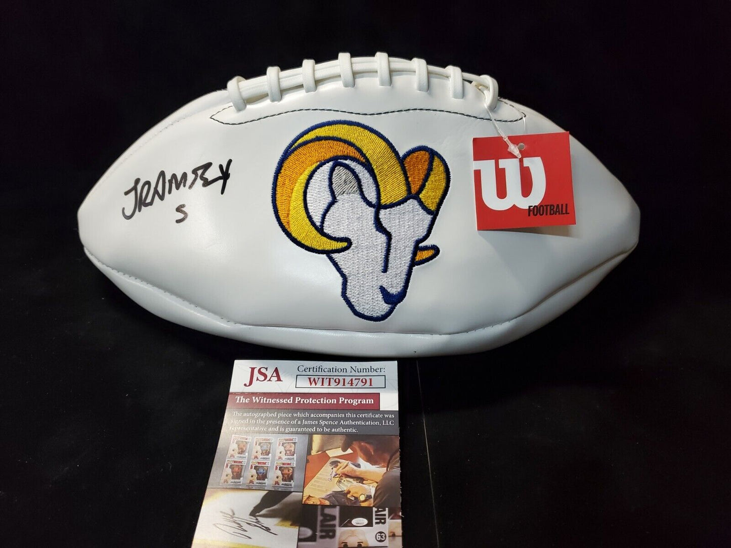 MVP Authentics Los Angeles Rams Jalen Ramsey Autographed Signed Rams Logo Football Jsa Coa 180 sports jersey framing , jersey framing
