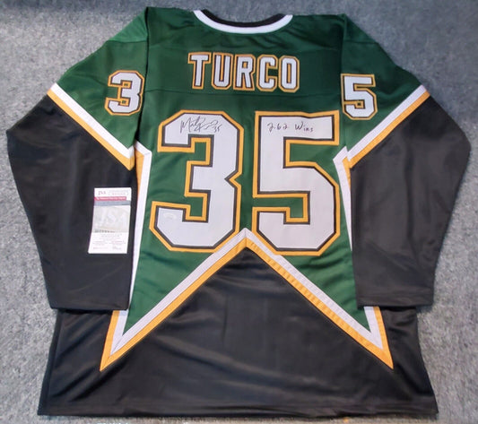 MVP Authentics Dallas Stars Marty Turco Autographed Signed Inscribed "262 Wins" Jersey Jsa Coa 157.50 sports jersey framing , jersey framing