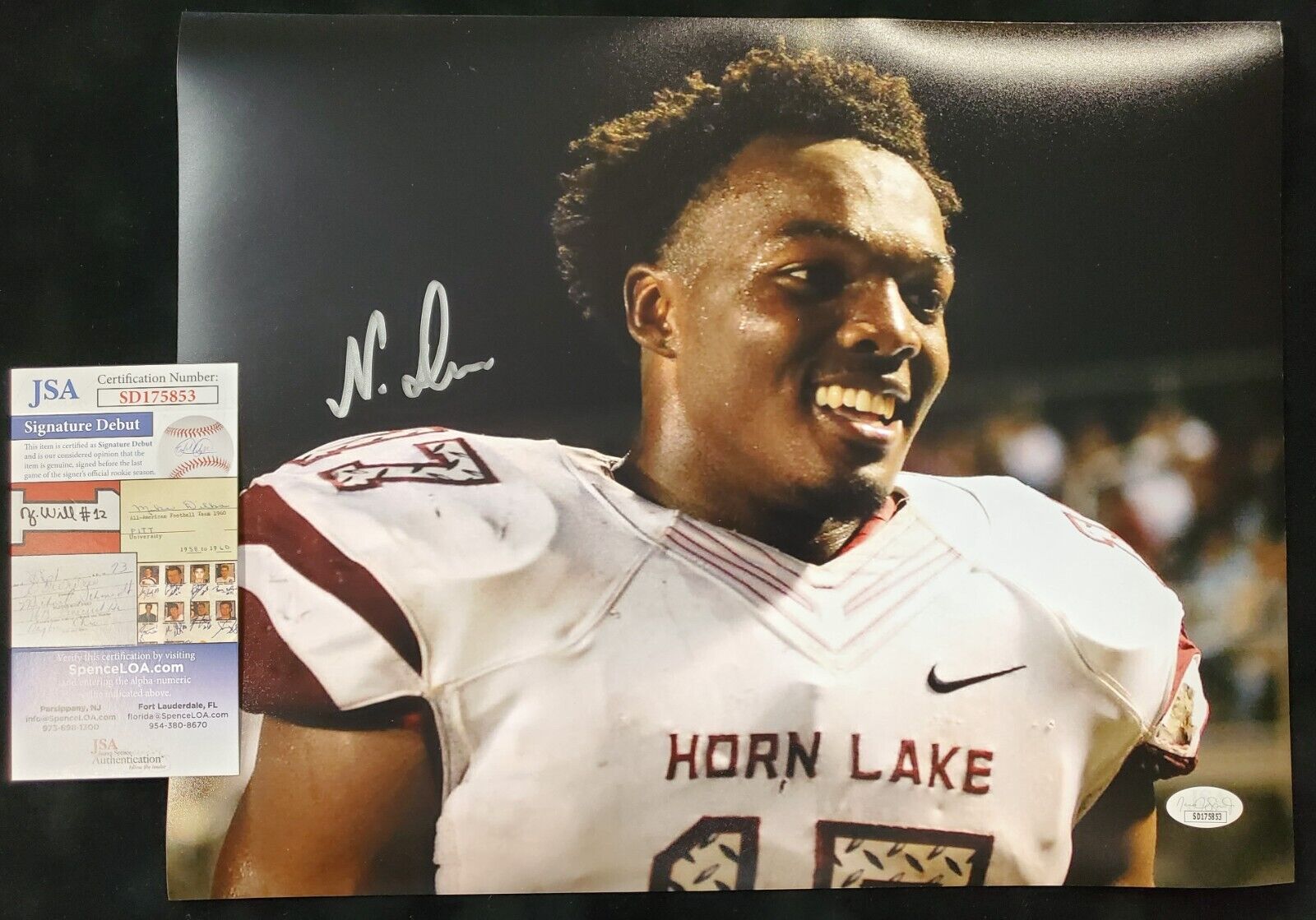 MVP Authentics Horn Lake Eagles Nakobe Dean Autographed Signed 11X14 Photo Jsa Coa 58.50 sports jersey framing , jersey framing