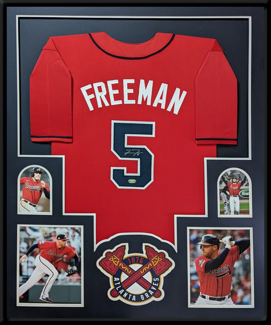 MVP Authentics Framed Atlanta Braves Freddie Freeman Autographed Signed Jersey Lojo Sports Holo 900 sports jersey framing , jersey framing