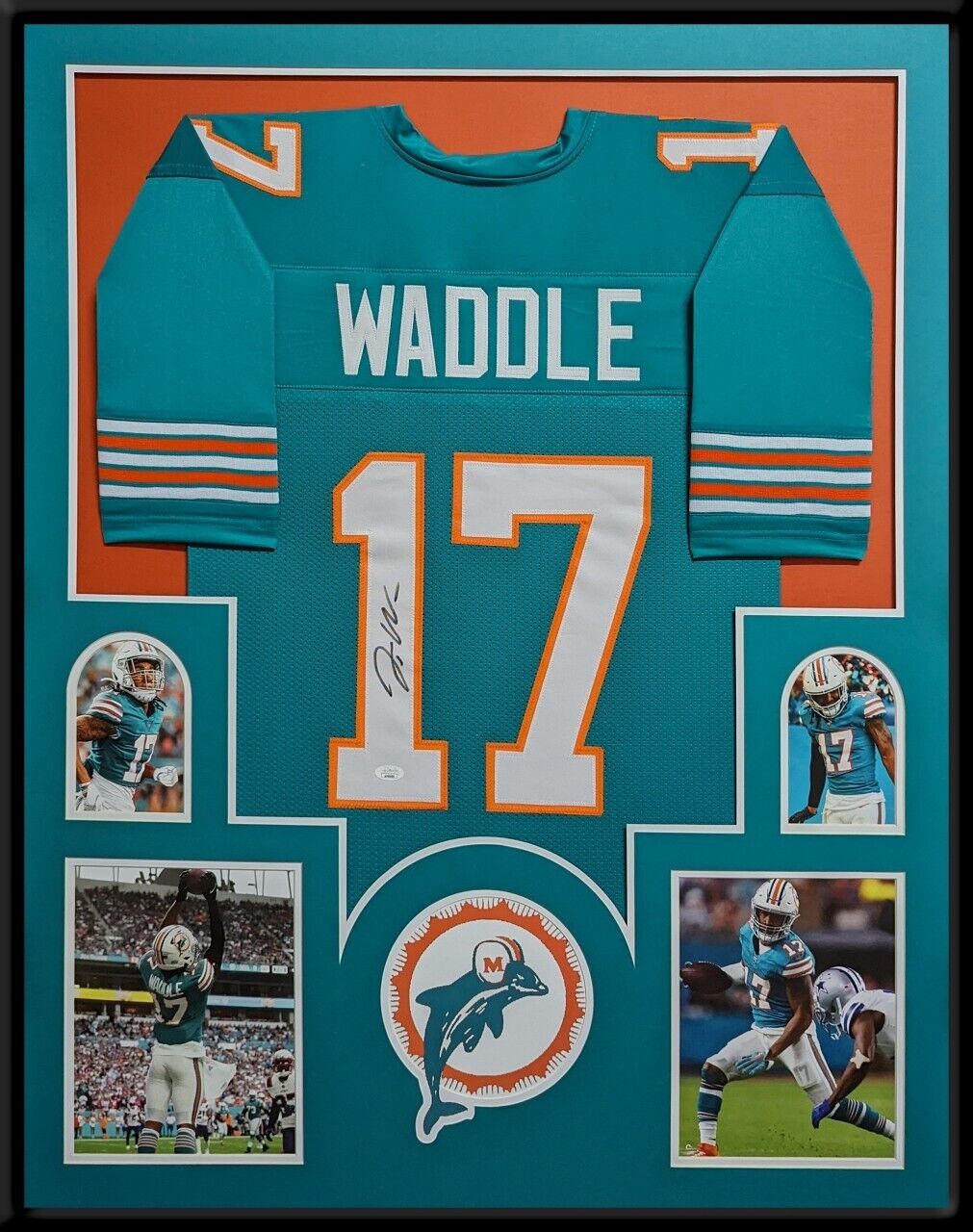 MVP Authentics Framed Miami Dolphins Jaylen Waddle Autographed Signed Jersey Jsa Coa 585 sports jersey framing , jersey framing