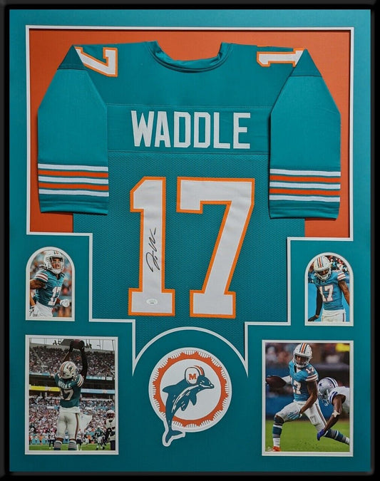 MVP Authentics Framed Miami Dolphins Jaylen Waddle Autographed Signed Jersey Jsa Coa 585 sports jersey framing , jersey framing