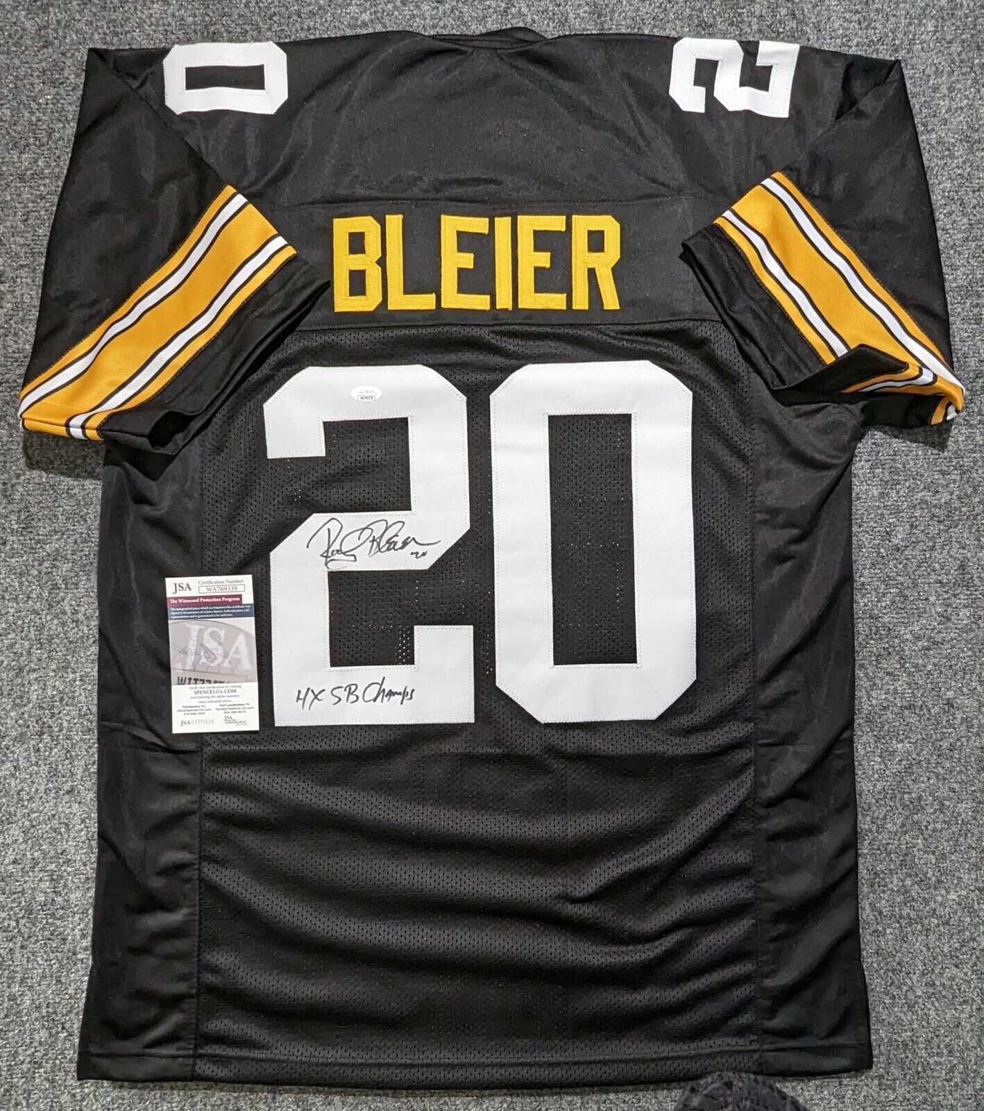 MVP Authentics Pittsburgh Steelers Rocky Bleier Autographed Signed Incscribed Jersey Jsa Coa 117 sports jersey framing , jersey framing