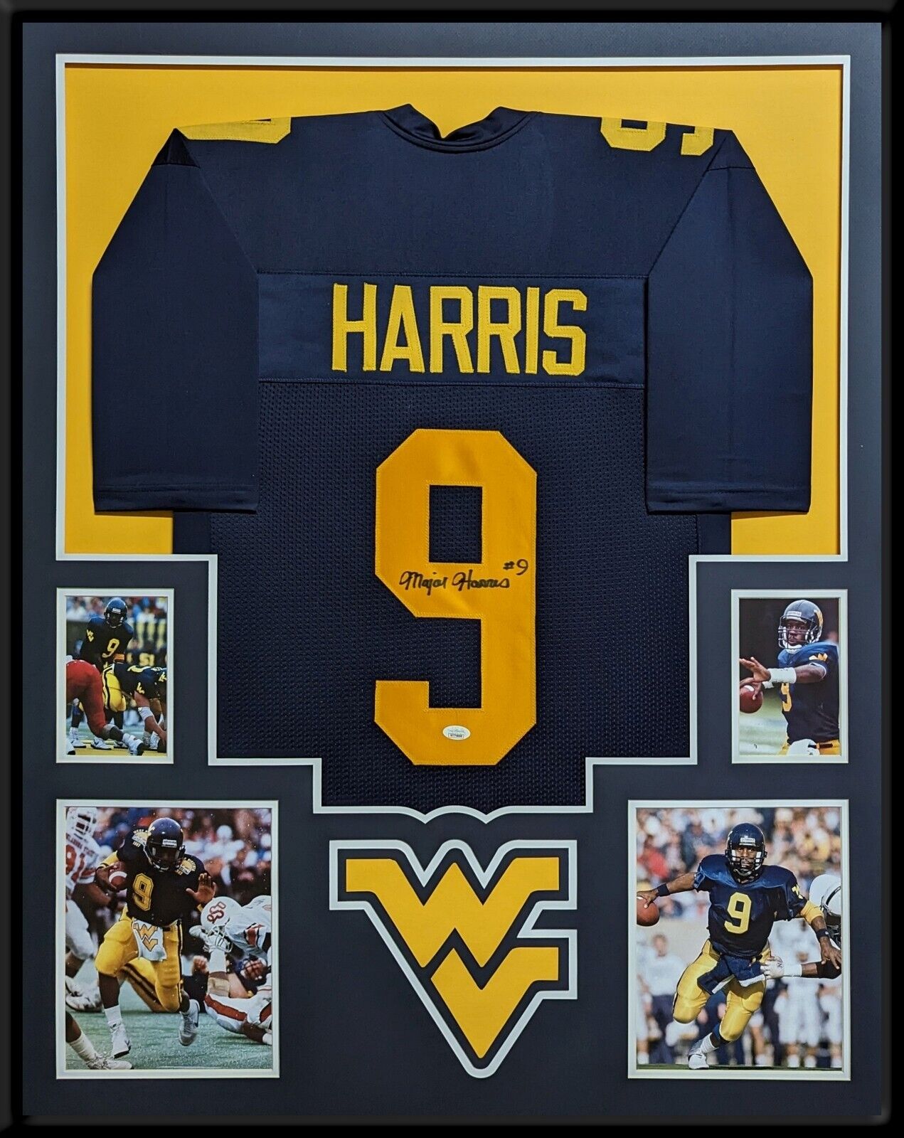 MVP Authentics Framed West Virginia Mountaineers Major Harris Autographed Jersey Jsa 427.50 sports jersey framing , jersey framing