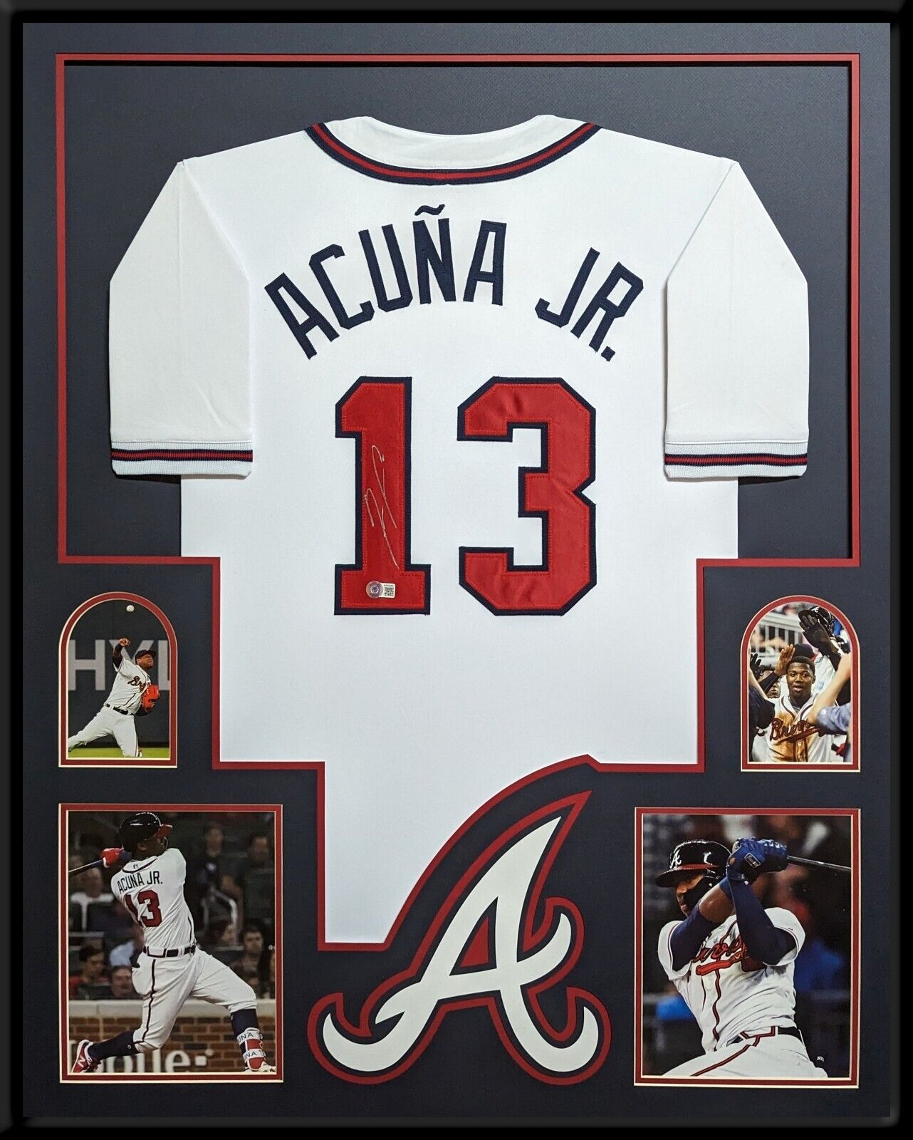 MVP Authentics Framed Atlanta Braves Ronald Acuna Jr Autographed Signed Jersey Beckett Holo 585 sports jersey framing , jersey framing