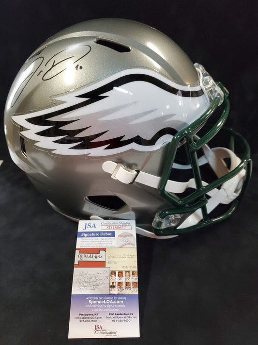 MVP Authentics Philadelphia Eagles Jordan Davis Signed Full Size Flash Replica Helmet Jsa Coa 315 sports jersey framing , jersey framing