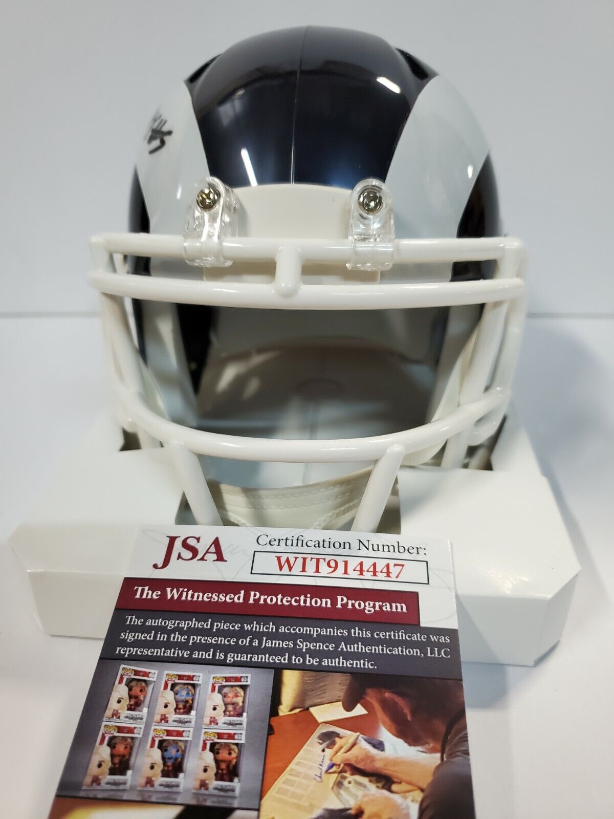 MVP Authentics Los Angeles Rams Jalen Ramsey Autographed Throwback Mini Helmet Jsa Coa 184.50 sports jersey framing , jersey framing