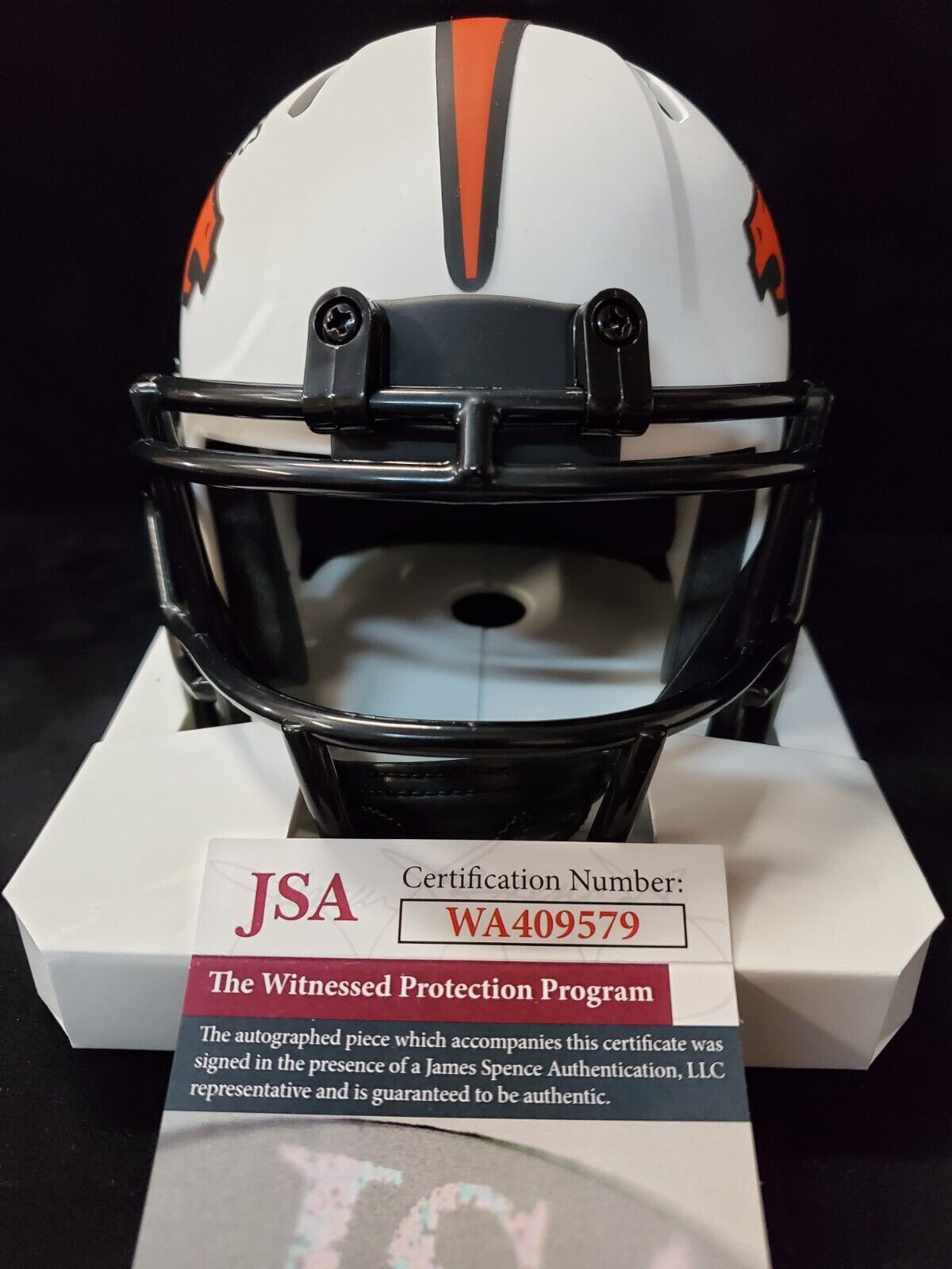 MVP Authentics Denver Broncos Javonte Williams Signed Lunar Mini Helmet Jsa Coa 117 sports jersey framing , jersey framing