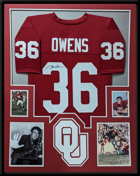 MVP Authentics Framed Oklahoma Sooners Steve Owens Autographed Signed Jersey Jsa Coa 585 sports jersey framing , jersey framing