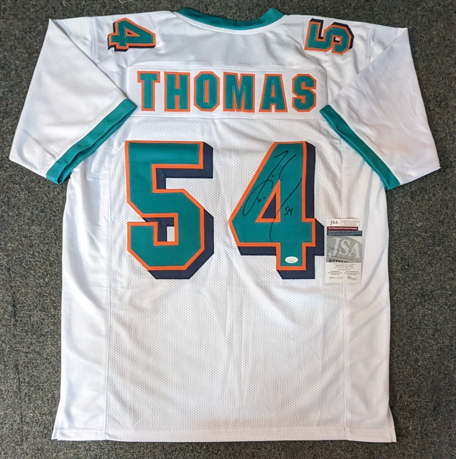MVP Authentics Miami Dolphins Zach Thomas Autographed Signed Jersey Jsa  Coa 179.10 sports jersey framing , jersey framing