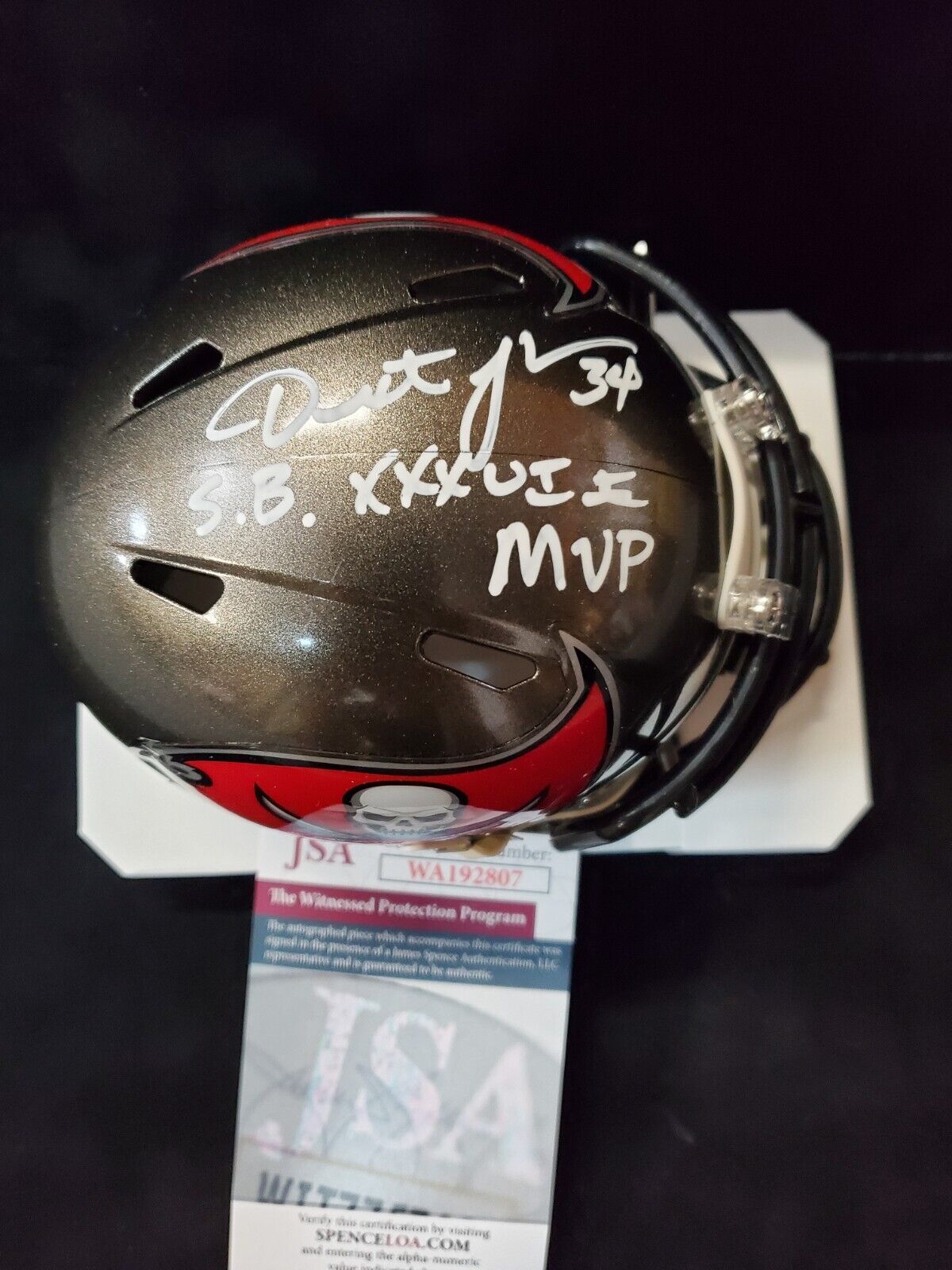 MVP Authentics Tampa Bay Buccaneers Dexter Jackson Signed Inscribed Speed Mini Helmet Jsa Coa 98.10 sports jersey framing , jersey framing